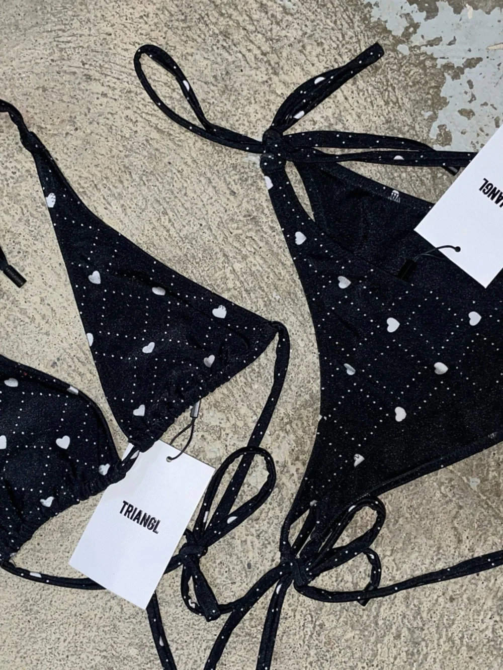 triangl swimwear Black Heart Print Triangle Bikini top and bottoms - Picture 2 of 12
